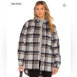 Bardot Plaid Shacket - Gray and Black